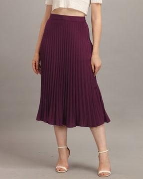 women pleated a-line skirt with elasticated waistband