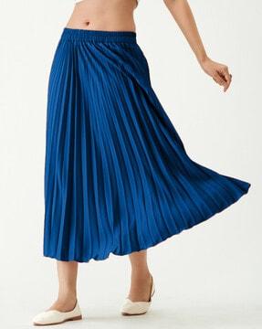 women pleated a-line skirt with elasticated waistband