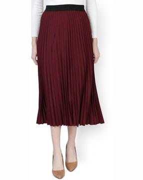 women pleated a-line skirt with elasticated waistband