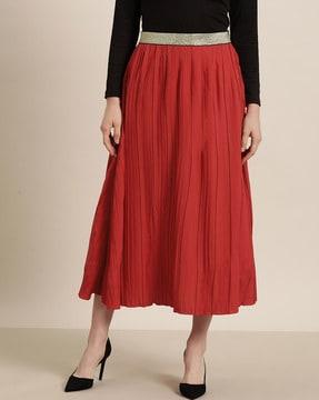 women pleated a-line skirt