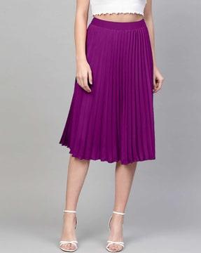 women pleated a-line skirt