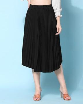 women pleated a-line skirts with elasticated waistband