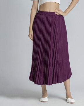 women pleated a-line skirts with elasticated waistband