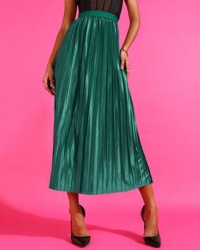 women pleated flared skirt