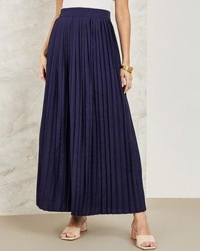 women pleated flared skirt