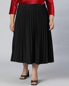 women pleated flared skirt