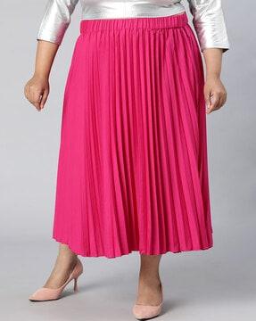 women pleated flared skirt