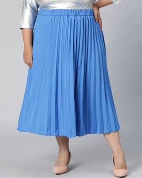 women pleated flared skirt