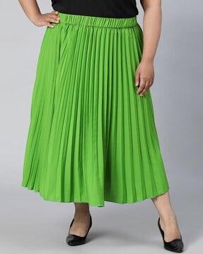 women pleated flared skirt