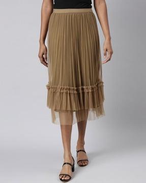 women pleated flared skirt