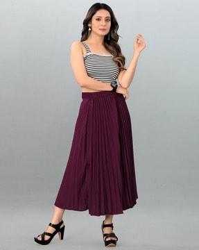 women pleated flared skirt