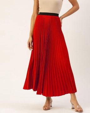 women pleated flared skirt