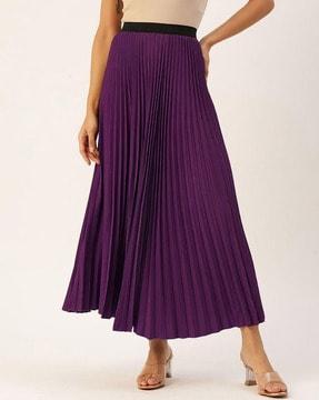 women pleated flared skirt