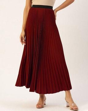 women pleated flared skirt