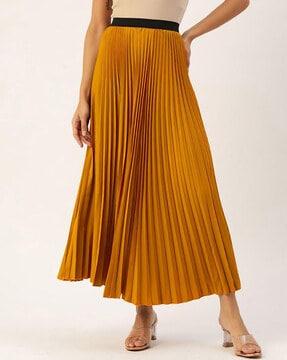 women pleated flared skirt