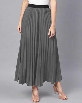 women pleated flared skirt