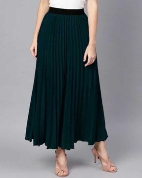 women pleated flared skirt