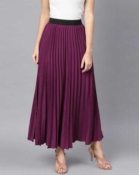 women pleated flared skirt