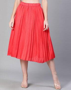 women pleated flared skirts