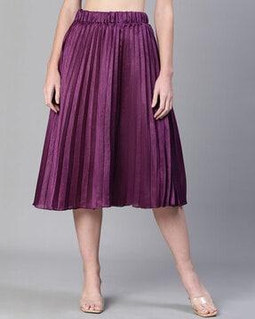 women pleated flared skirts