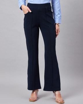 women pleated flared trousers