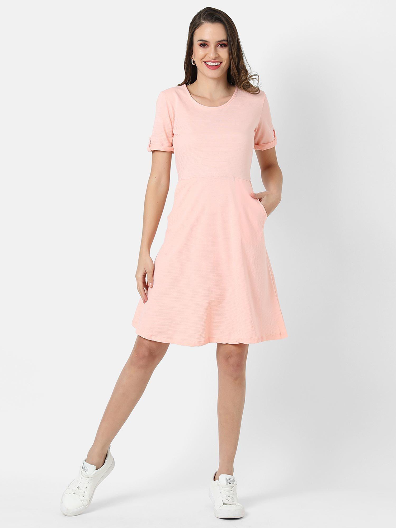 women pleated midi dress with side pocket