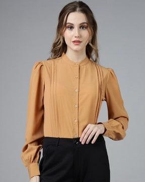 women pleated regular fit shirt