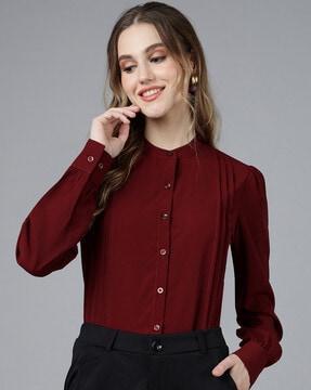 women pleated regular fit shirt