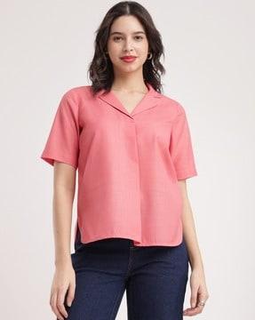 women pleated regular fit top