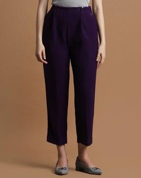 women pleated regular fit trousers