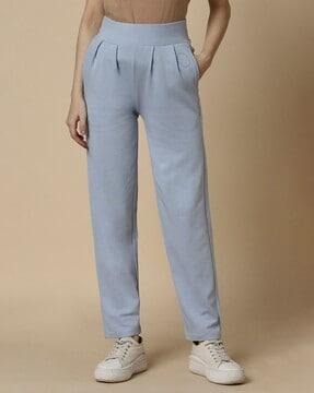 women pleated regular fit trousers