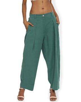 women pleated relaxed fit pants