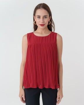 women pleated relaxed fit top