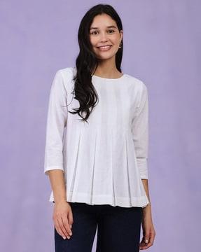 women pleated relaxed fit top
