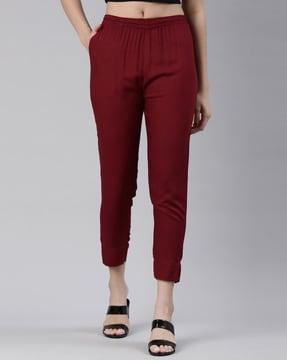 women pleated slim fit pants