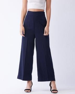 women pleated straight fit pants