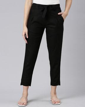 women pleated straight fit pants