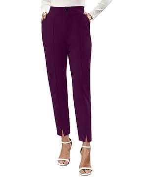 women pleated straight fit trousers