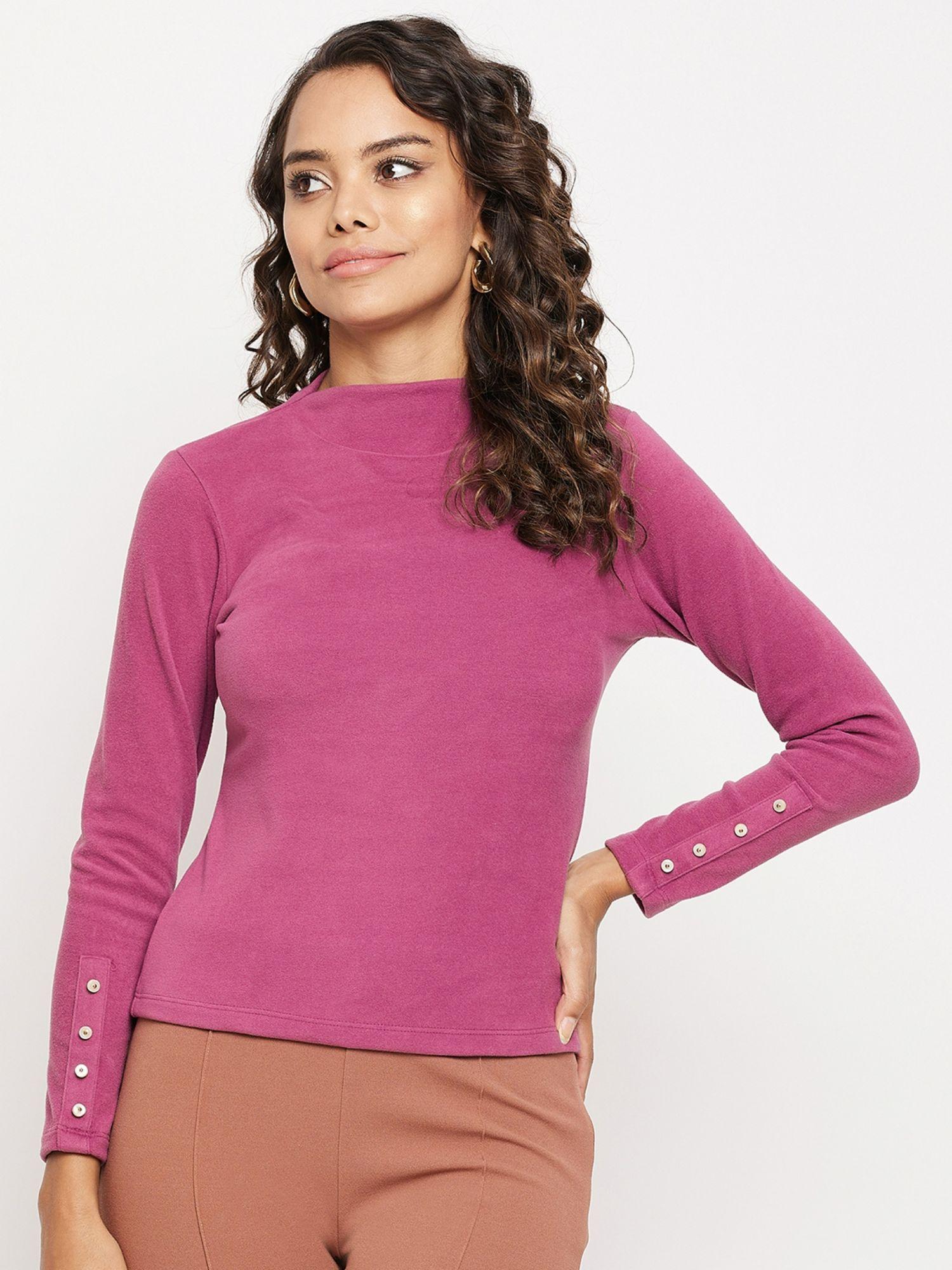 women plum full sleeves top