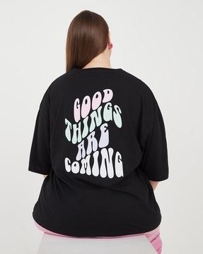 women plus oversized good things are coming longline t-shirt