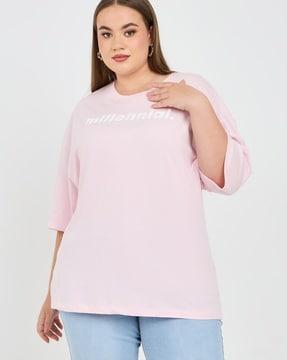 women plus oversized printed drop shoulder t-shirt