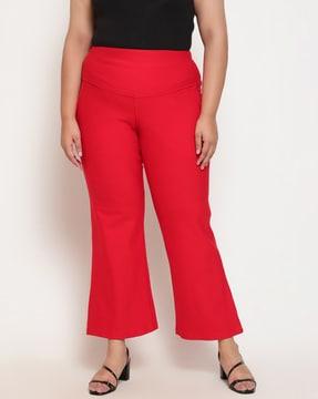 women plus size ankle-length pants with elasticated waist