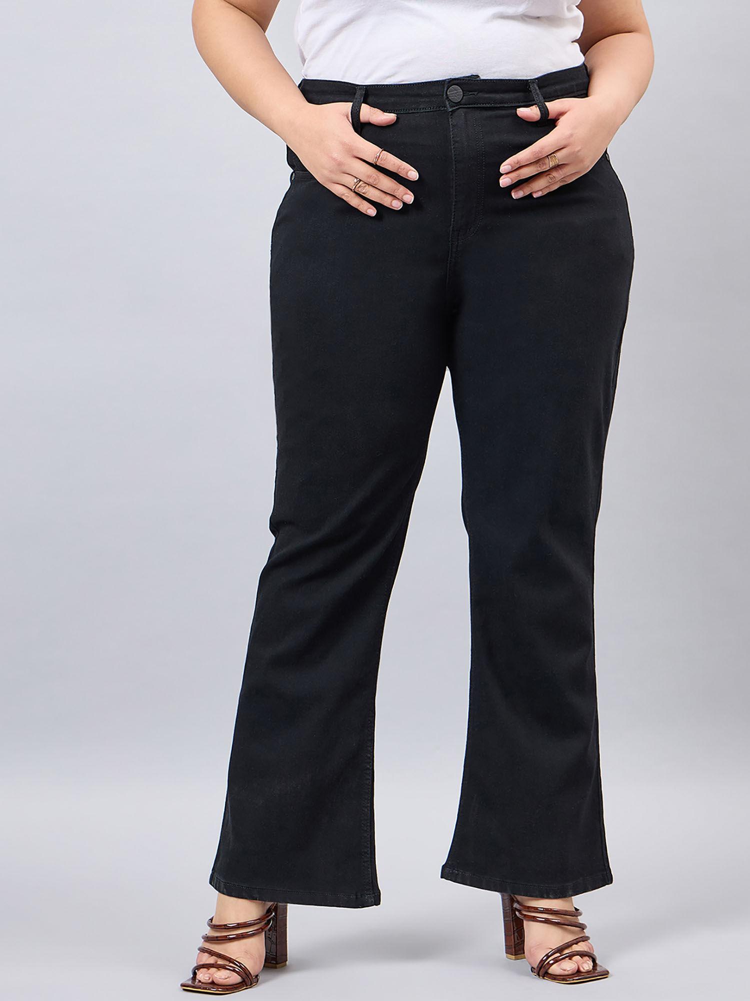 women plus size black boot cut high rise stretchable jeans