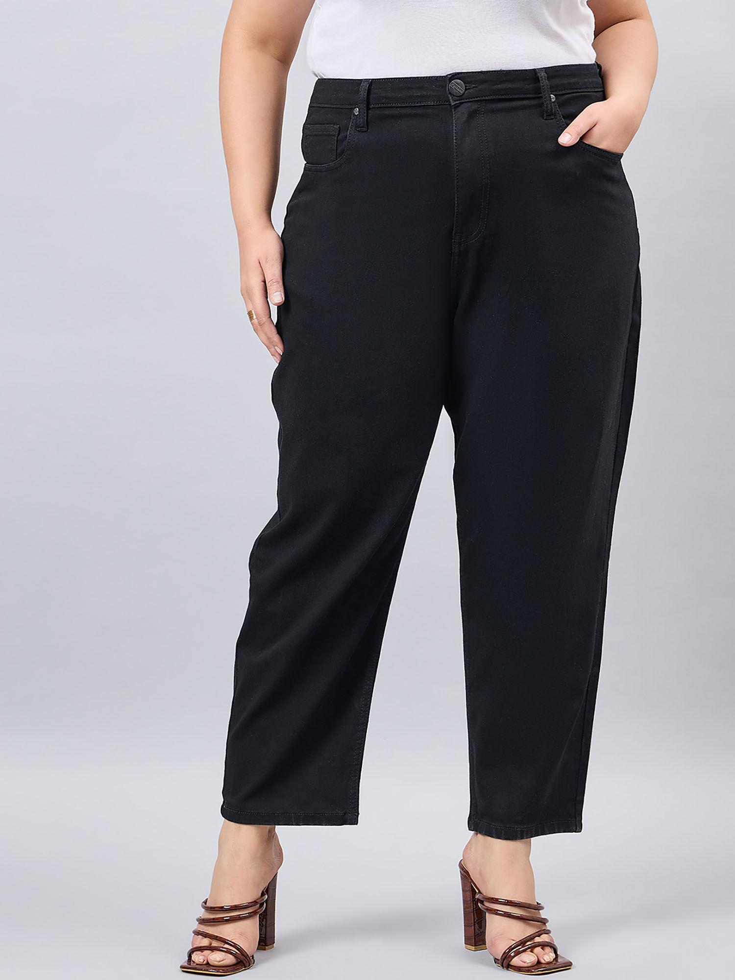 women plus size black mom fit high rise stretchable jeans
