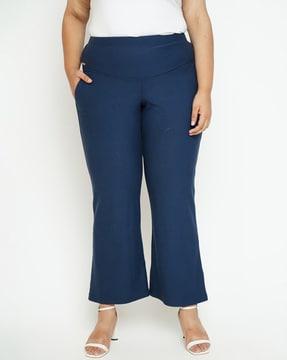 women plus size high-rise relaxed fit pants