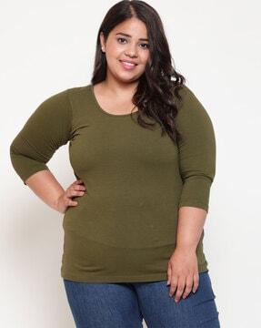 women plus size loose fit crew-neck t-shirt