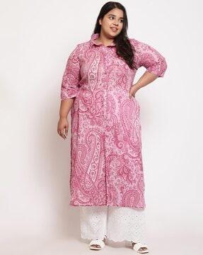 women plus size printed straight kurta