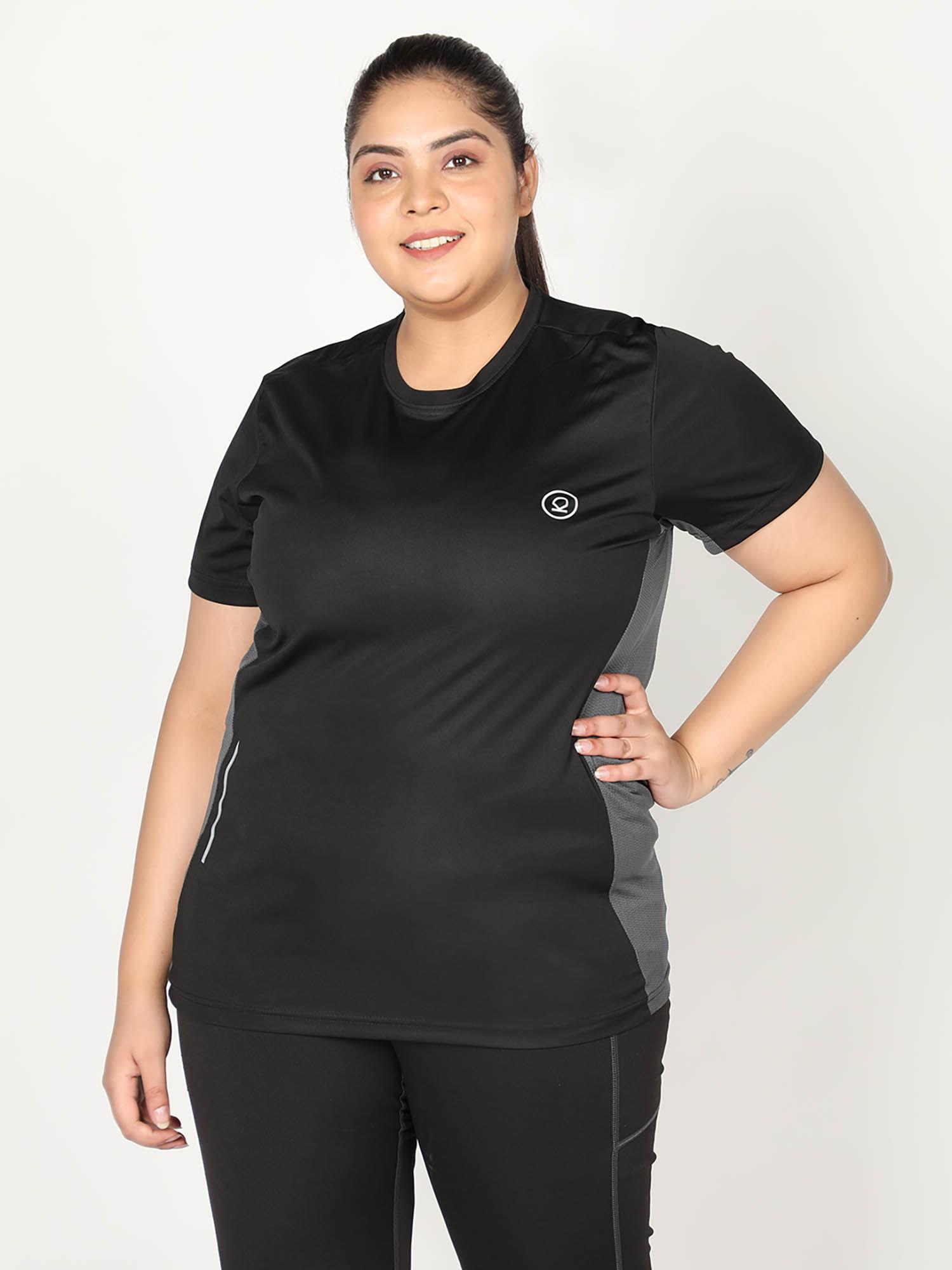 women plus size sports t-shirt - black