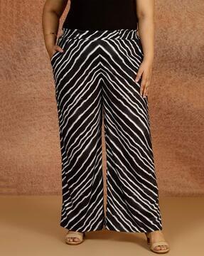 women plus size striped high waist pants