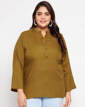 women plus size top with band collar